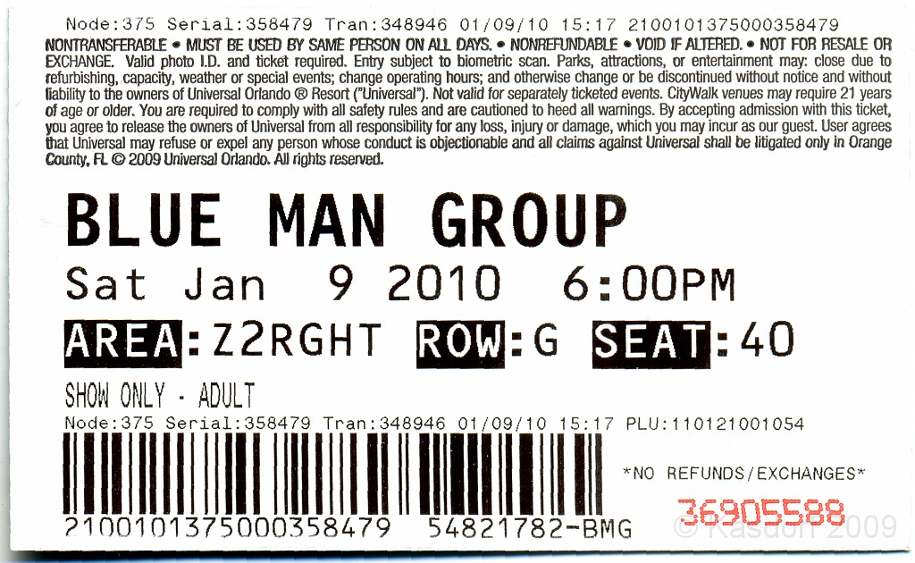 Disney 2010 D1 0793.jpg - January 9-11, 2010 Disney World Florida. Went to run the marathon. Saturday, fly down, check in, go to Expo to pick up packet, then to see Blue Man Group in the evening.